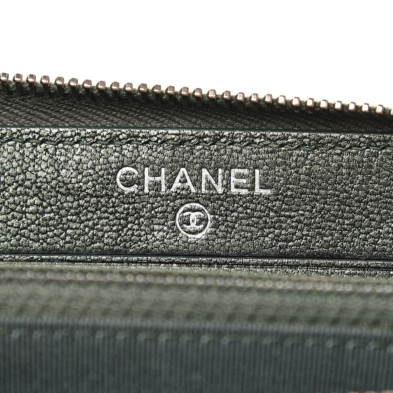 Chanel Iridescent Goatskin Quilted Small Zip Around Wallet Green 6 of 9