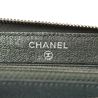 Chanel Iridescent Goatskin Quilted Small Zip Around Wallet Green 6 of 9