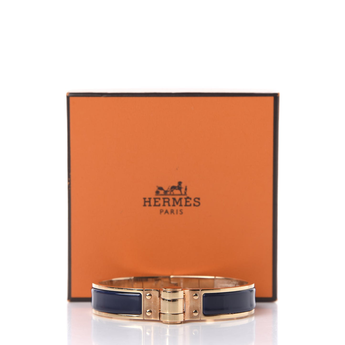 Enamel Charniere Uni Narrow Hinged Bracelet M Bleu Abysse
