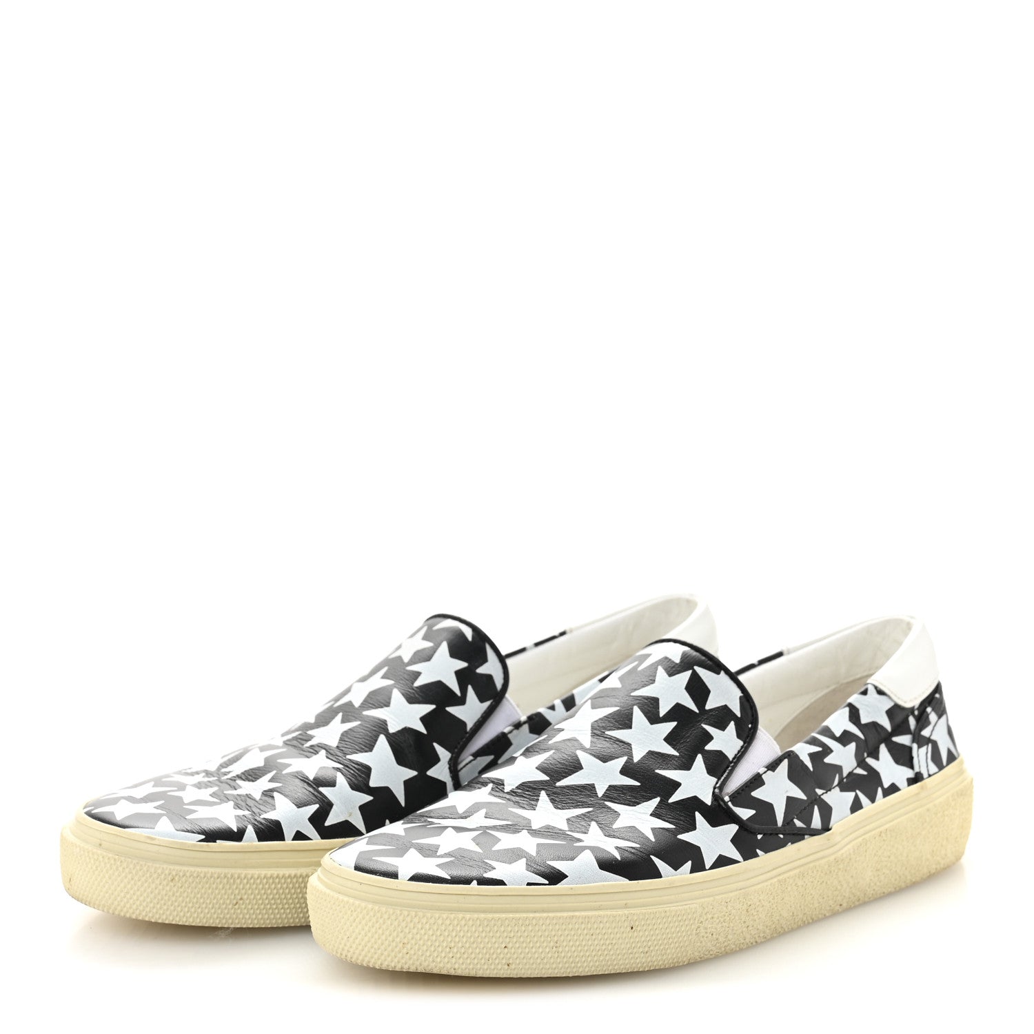Saint Laurent Calfskin Star Skate Slip On Sneakers 37 Black Blue Optique 4 of 9