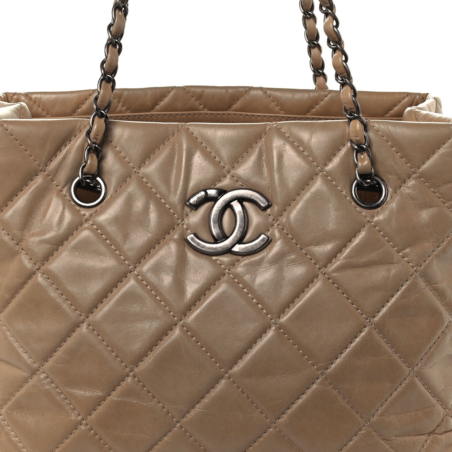 Chanel Calfskin Quilted Small Coco Soft Tote Beige 8 of 10