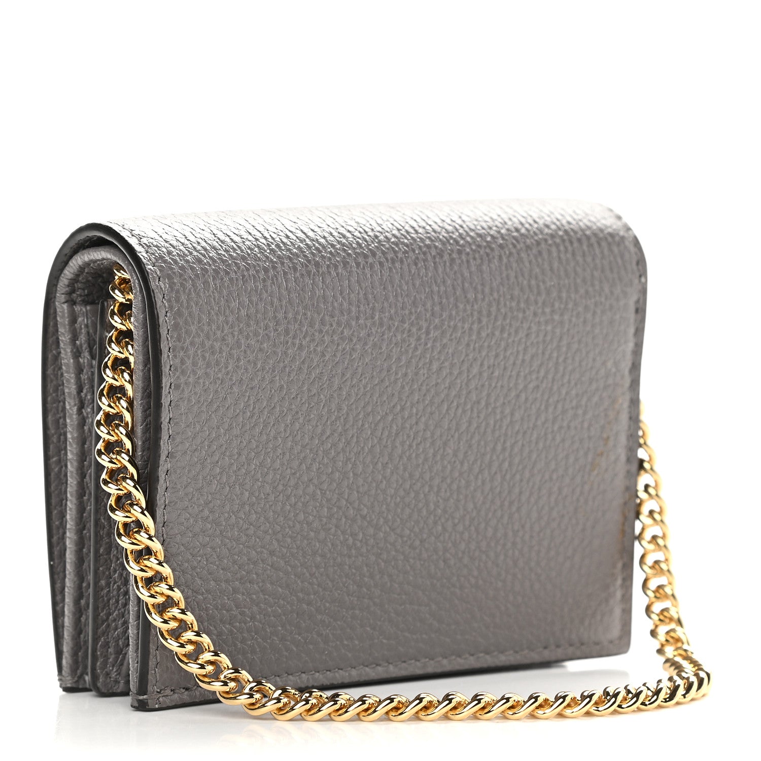Gucci Grainy Calfskin Zumi Chain Card Case Wallet Dusty Grey 3 of 8