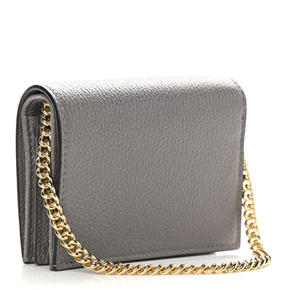 Gucci Grainy Calfskin Zumi Chain Card Case Wallet Dusty Grey 3 of 8