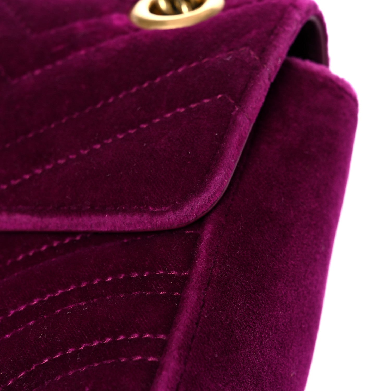 Gucci Velvet Matelasse Small GG Marmont Shoulder Bag Fuchsia Violet Cyclamen 22 of 22