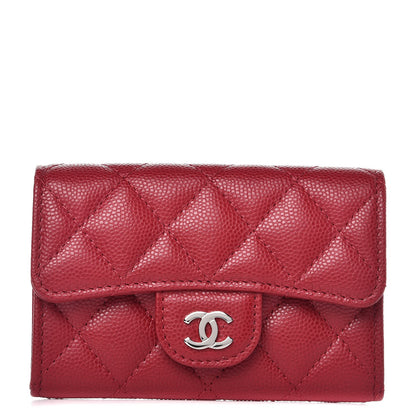 Chanel Caviar Quilted Flap Card Holder Dark Red 1 of 9
