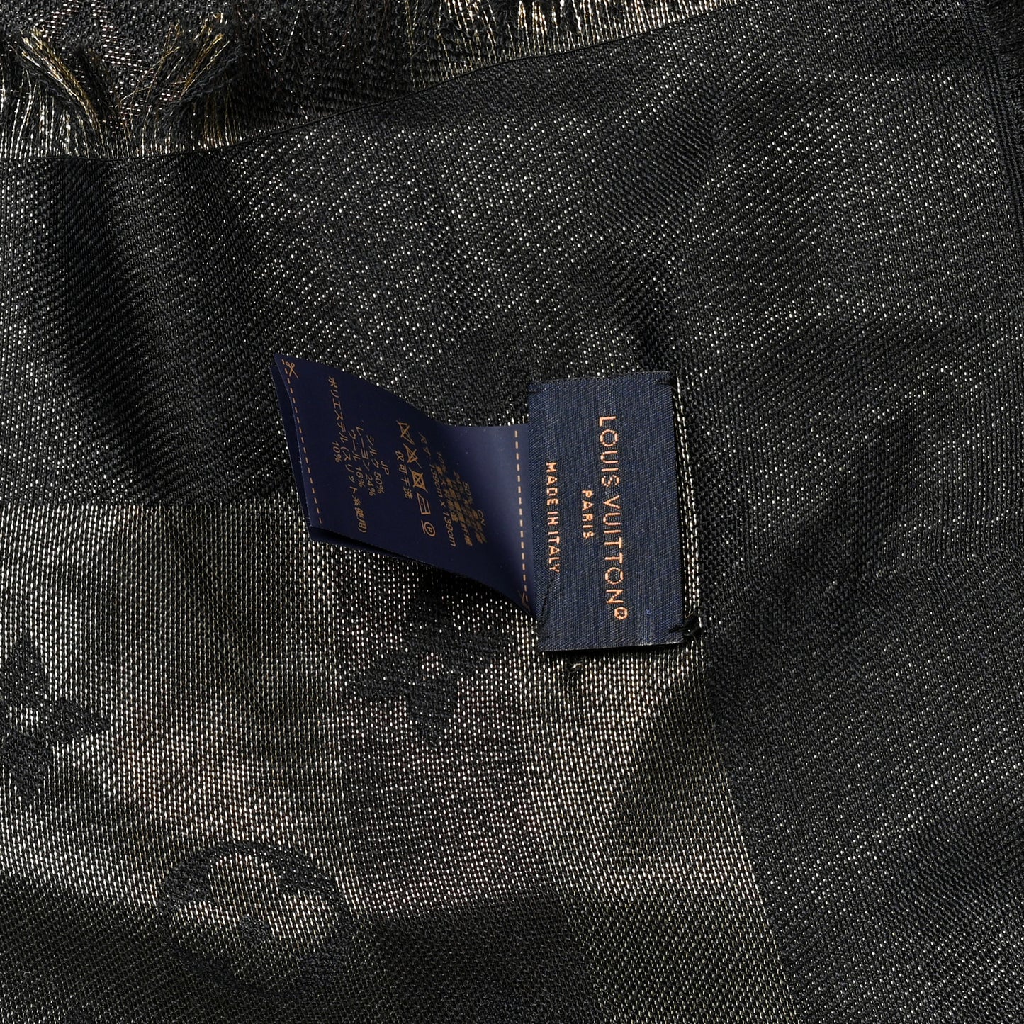 Silk Lurex Wool So Shine Monogram Shawl Black