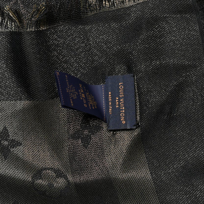 Louis Vuitton Silk Lurex Wool So Shine Monogram Shawl Black 5 of 10