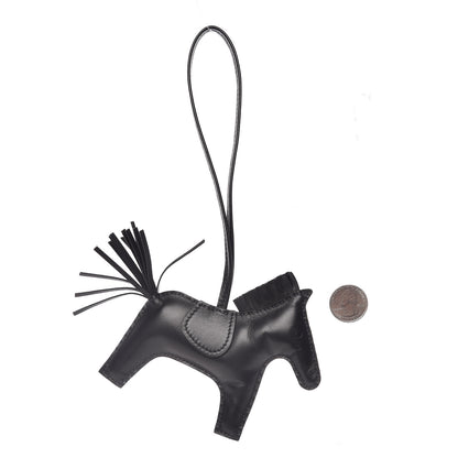 Hermes Milo Lambskin Grigri Rodeo Horse Bag Charm MM So Black 2 of 5