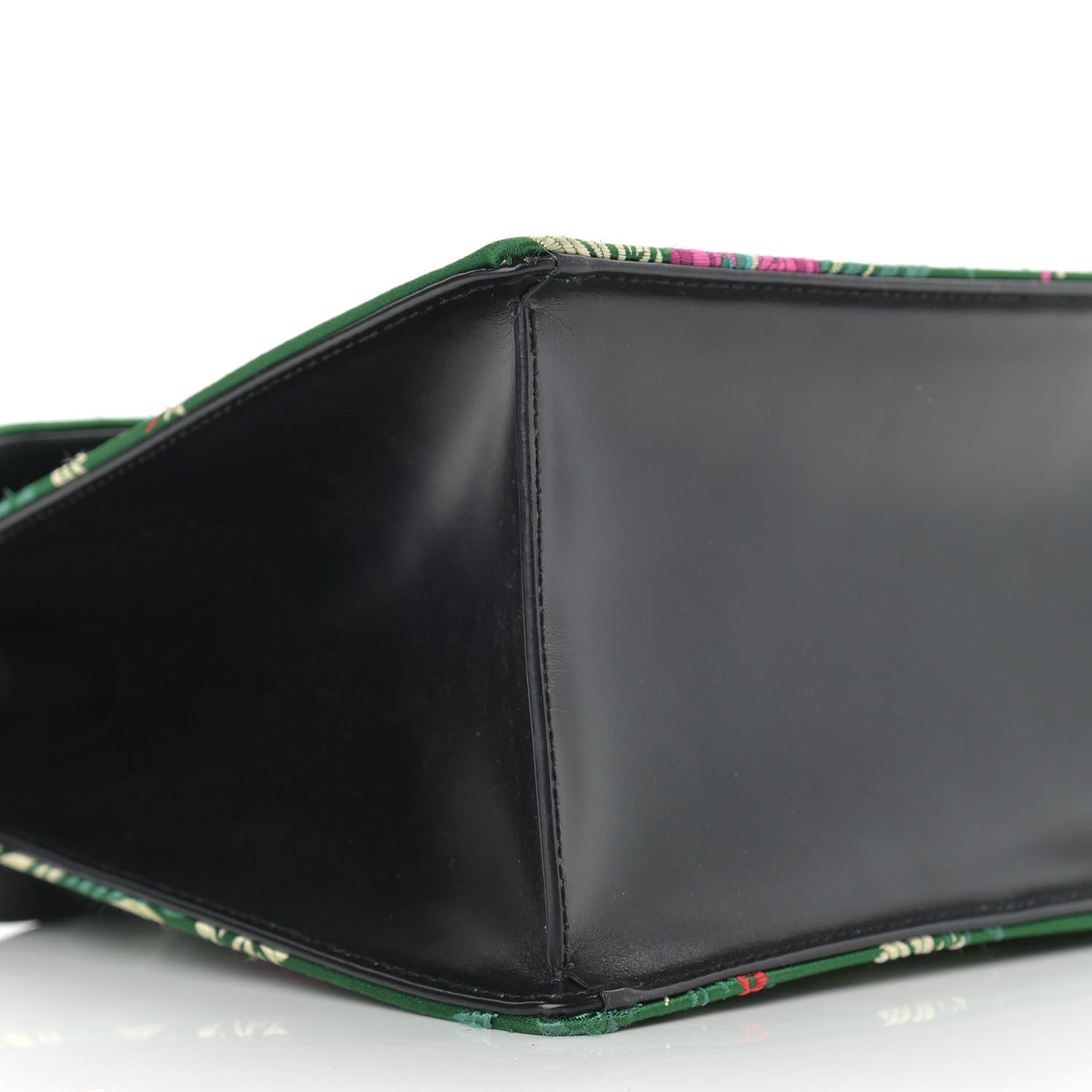 Gucci Jacquard Floral Medium Sylvie Top Handle Bag Green Multicolor Black 8 of 9