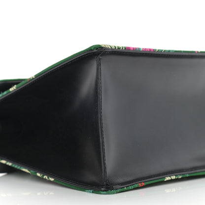Gucci Jacquard Floral Medium Sylvie Top Handle Bag Green Multicolor Black 8 of 9
