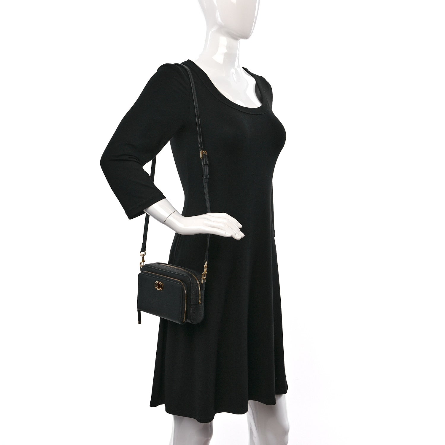 Christian Dior Grained Calfskin Caro Double Pouch Black 2 of 11