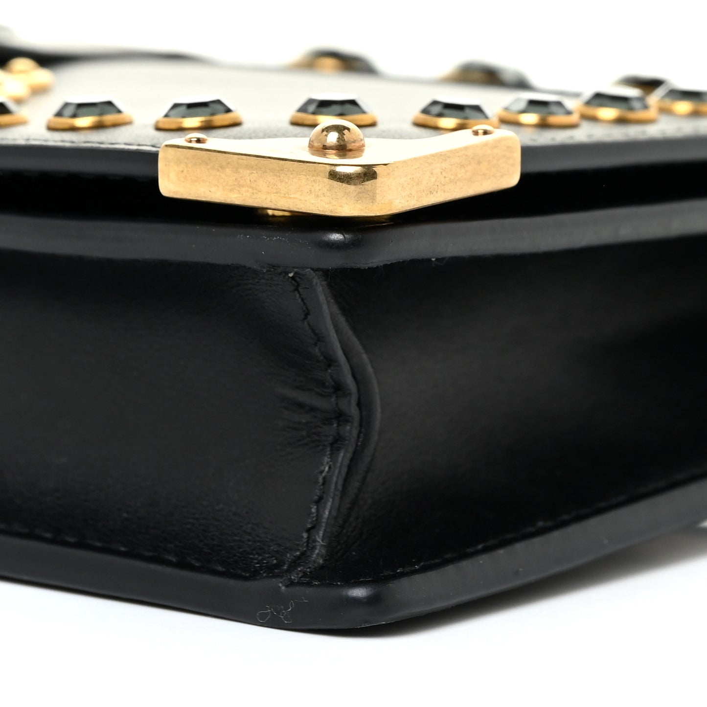 City Calfskin Cahier Crystal Studded Mini Bag Fuxia Black