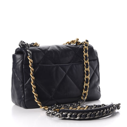 Chanel Lambskin Quilted Medium 19 Flap Navy Blue 3 of 11