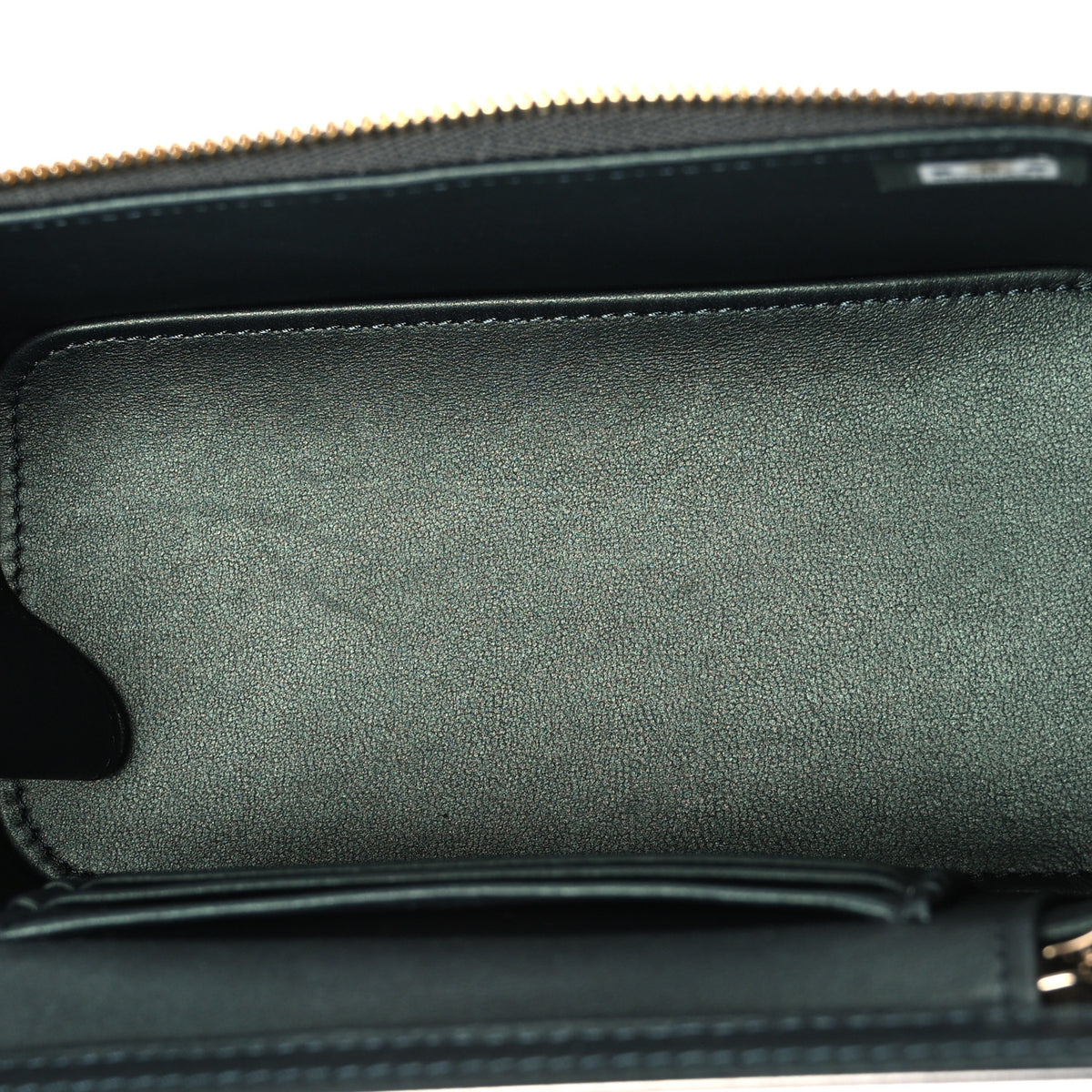 Chanel Iridescent Lambskin Quilted Small Top Handle Vanity Case With Chain Dark Green 5 of 10