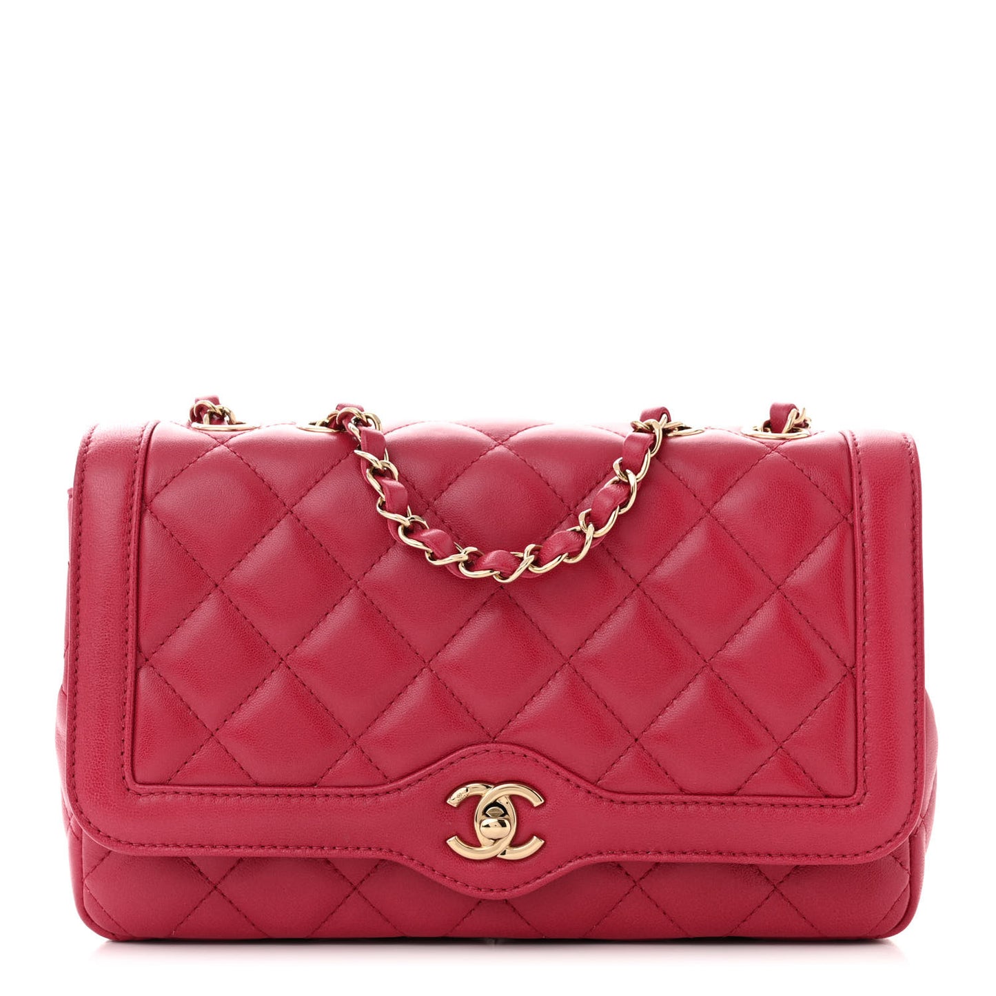 Lambskin Quilted Small Flap Bag Dark Red