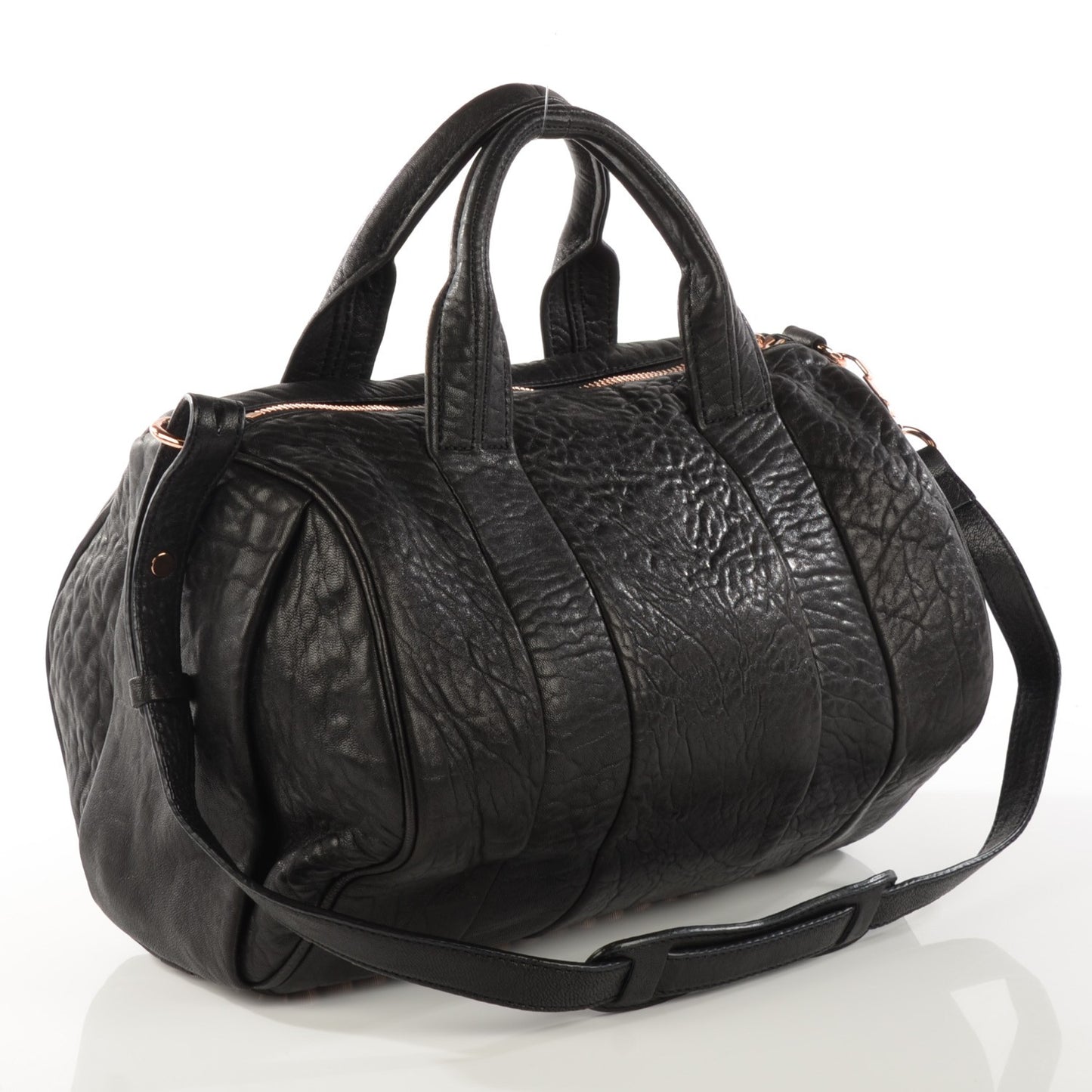 Pebbled Lambskin Rocco Black Rose Gold Hardware