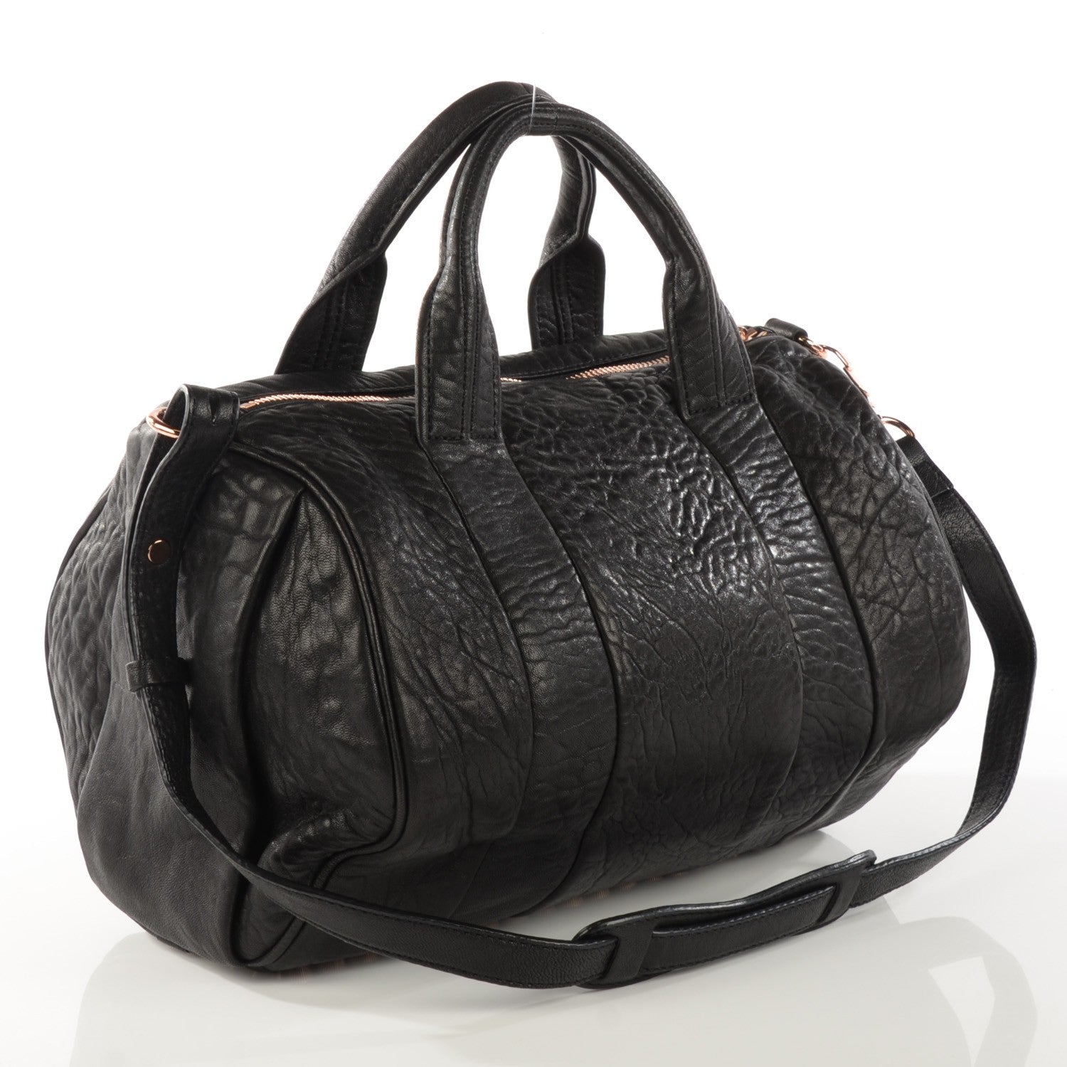 Alexander Wang Pebbled Lambskin Rocco Black Rose Gold Hardware 3 of 7