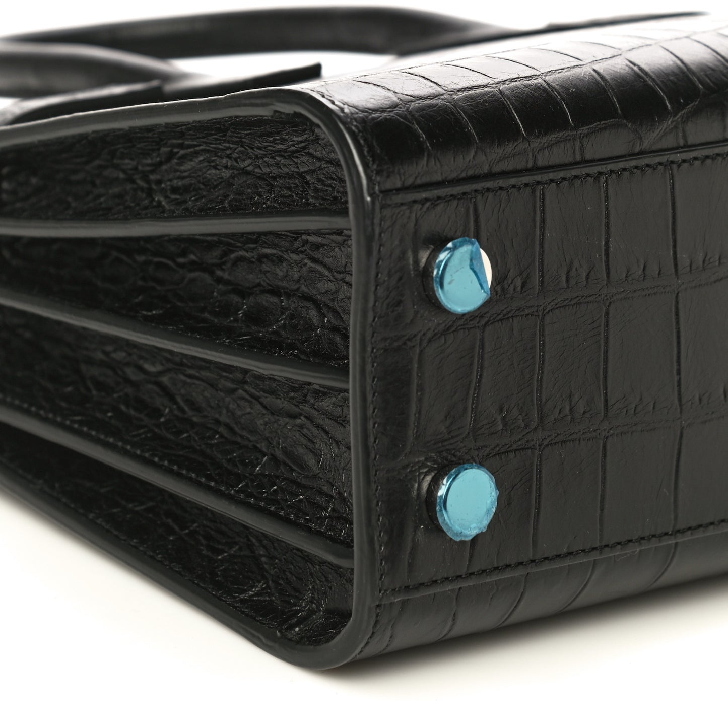 Calfskin Crocodile Embossed Nano Sac De Jour Black