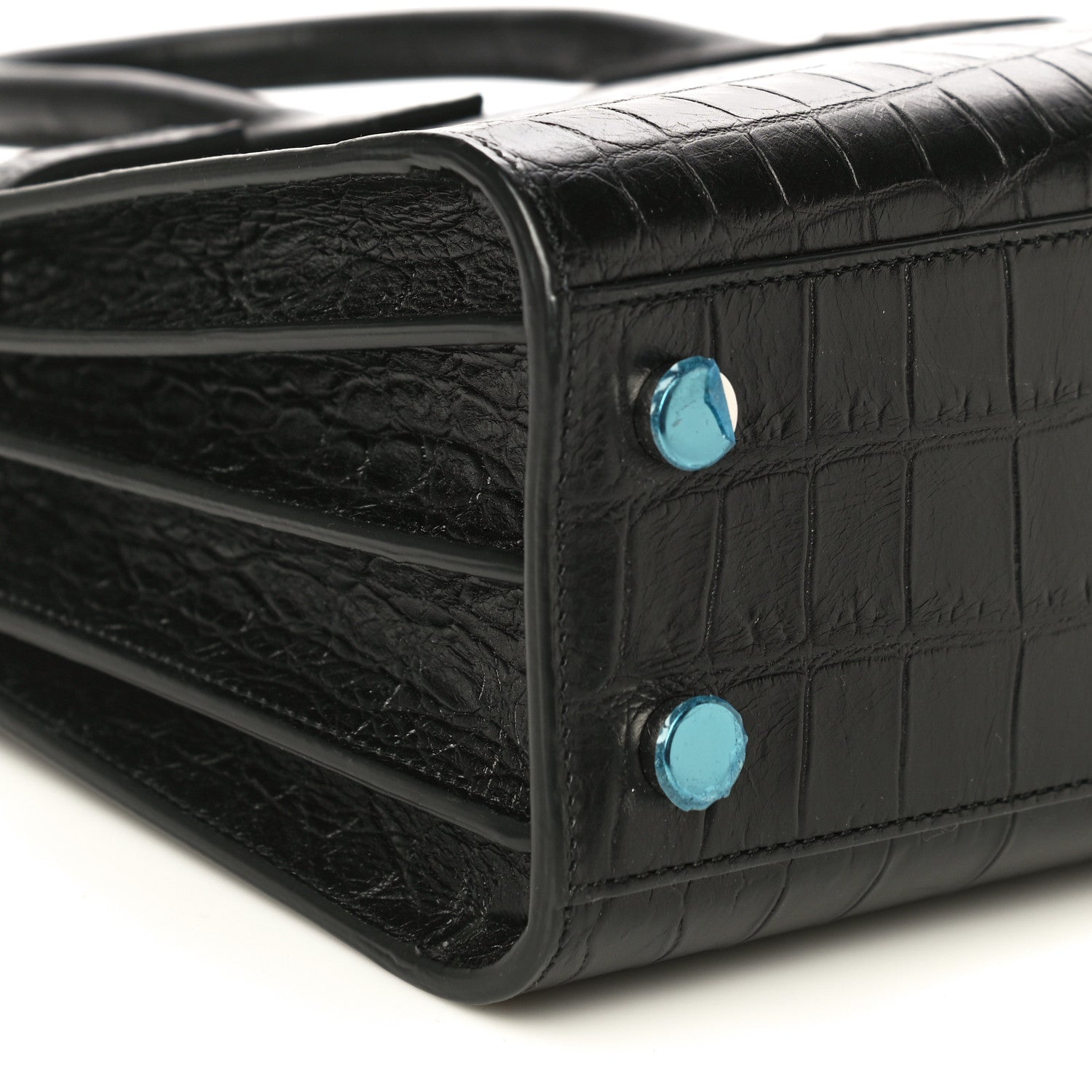 Saint Laurent Calfskin Crocodile Embossed Nano Sac De Jour Black 5 of 10