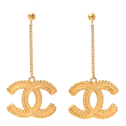 Chanel CC Drop Earrings Matte Gold 1 of 5