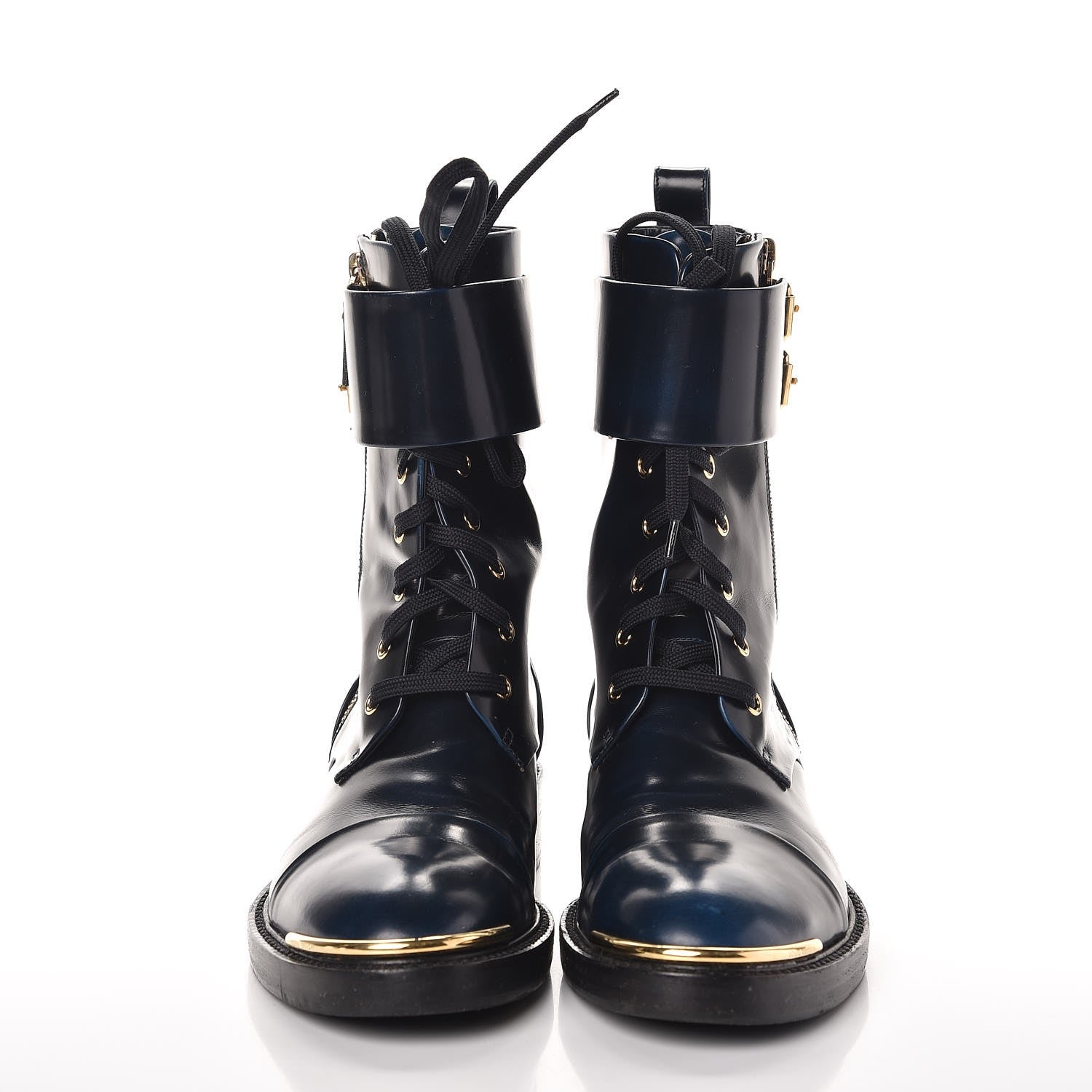 Louis Vuitton Calfskin Diplomacy Ranger Combat Boots 37 Blue 2 of 11