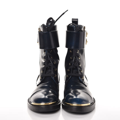 Louis Vuitton Calfskin Diplomacy Ranger Combat Boots 37 Blue 2 of 11