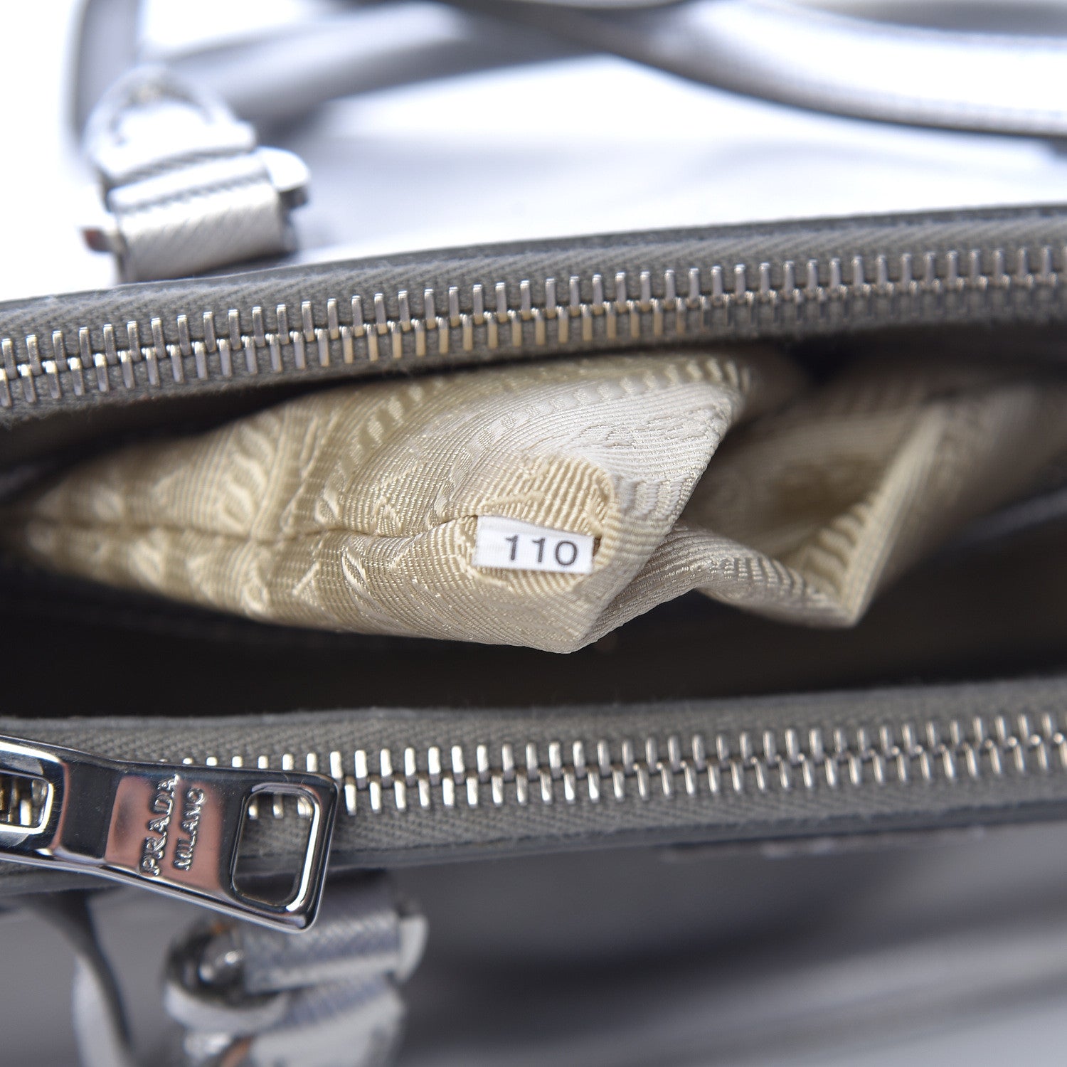 Prada Metallic Saffiano Small Galleria Double Zip Tote Cromo 7 of 13