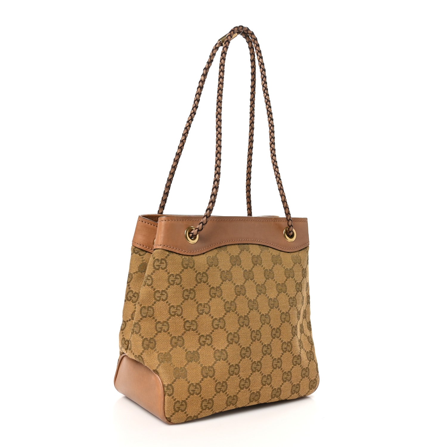 Gucci Monogram Woven Handle Tote Tan 3 of 11
