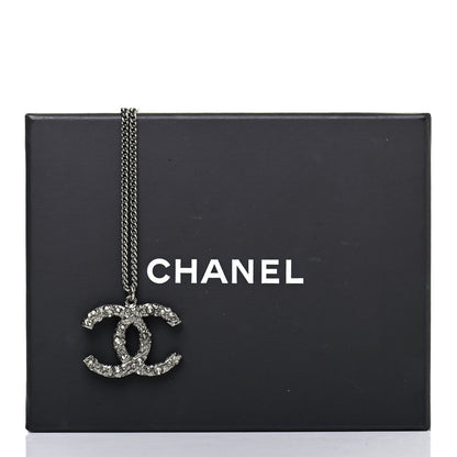 Chanel Crystal CC Pendant Necklace Silver 5 of 5