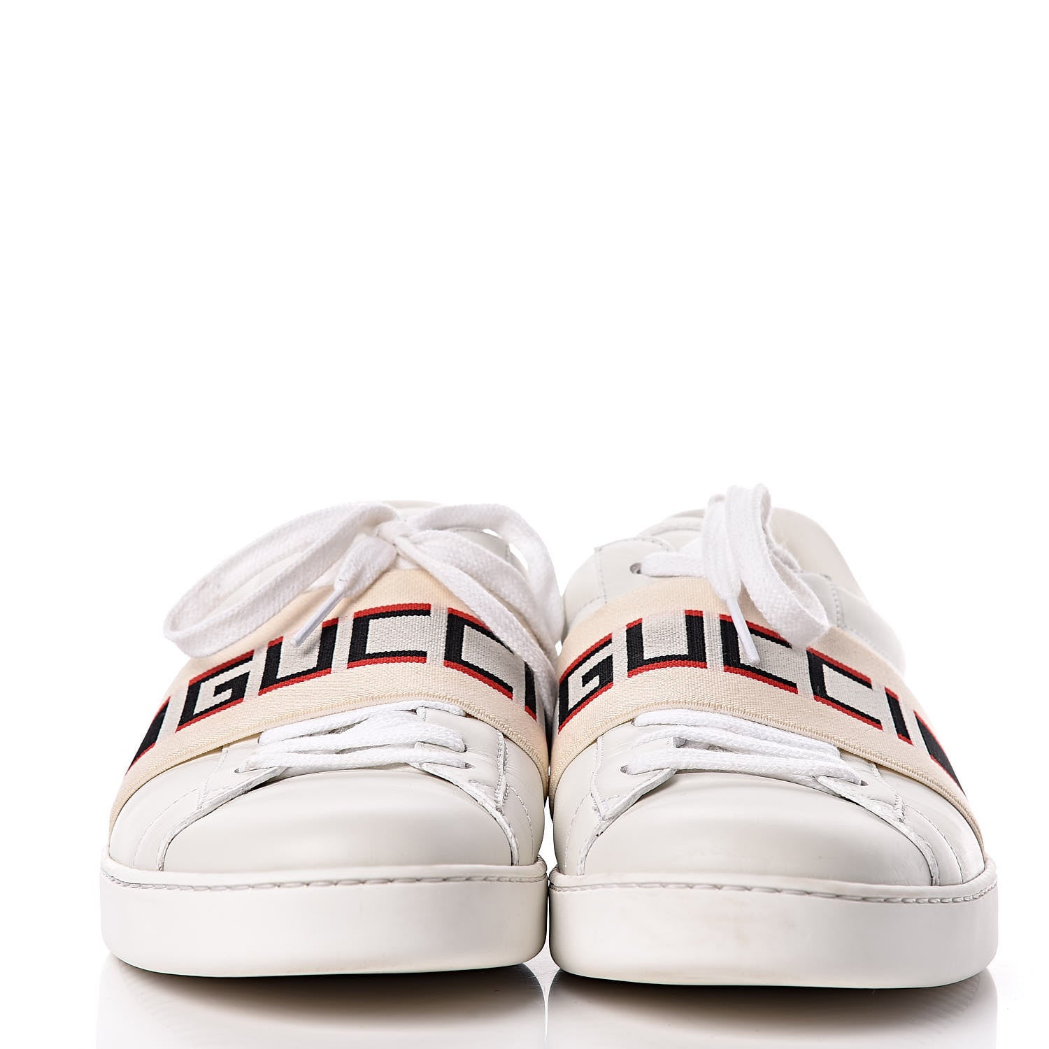 Gucci Calfskin Stripe Mens New Ace Sneakers 9.5 White Ecru Red Flame 2 of 15