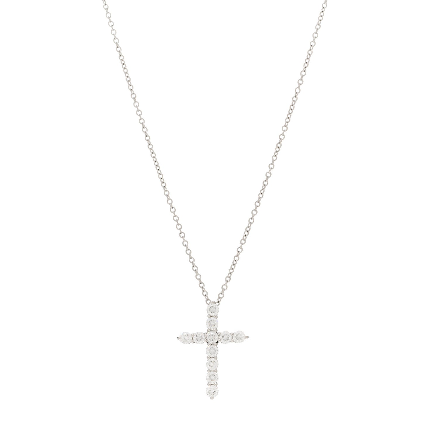 Platinum Diamond Small Cross Pendant Necklace