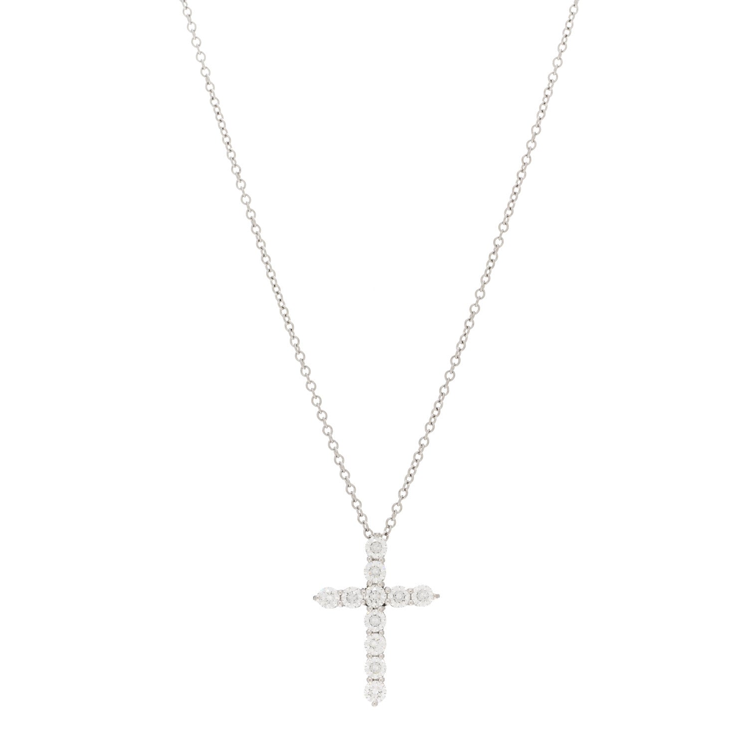 Tiffany Platinum Diamond Small Cross Pendant Necklace 1 of 4