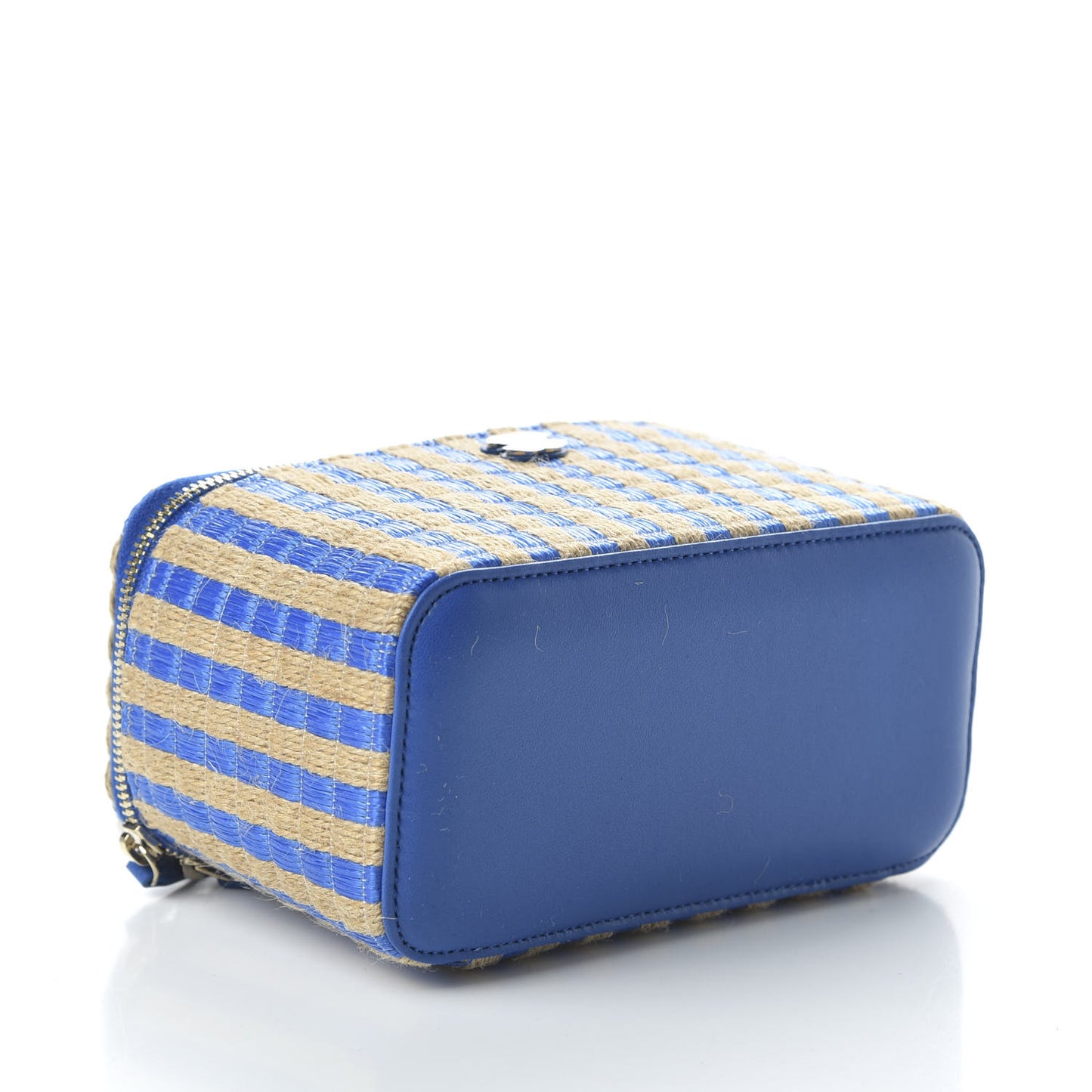 Striped Raffia Jute Vanity With Chain Blue Beige