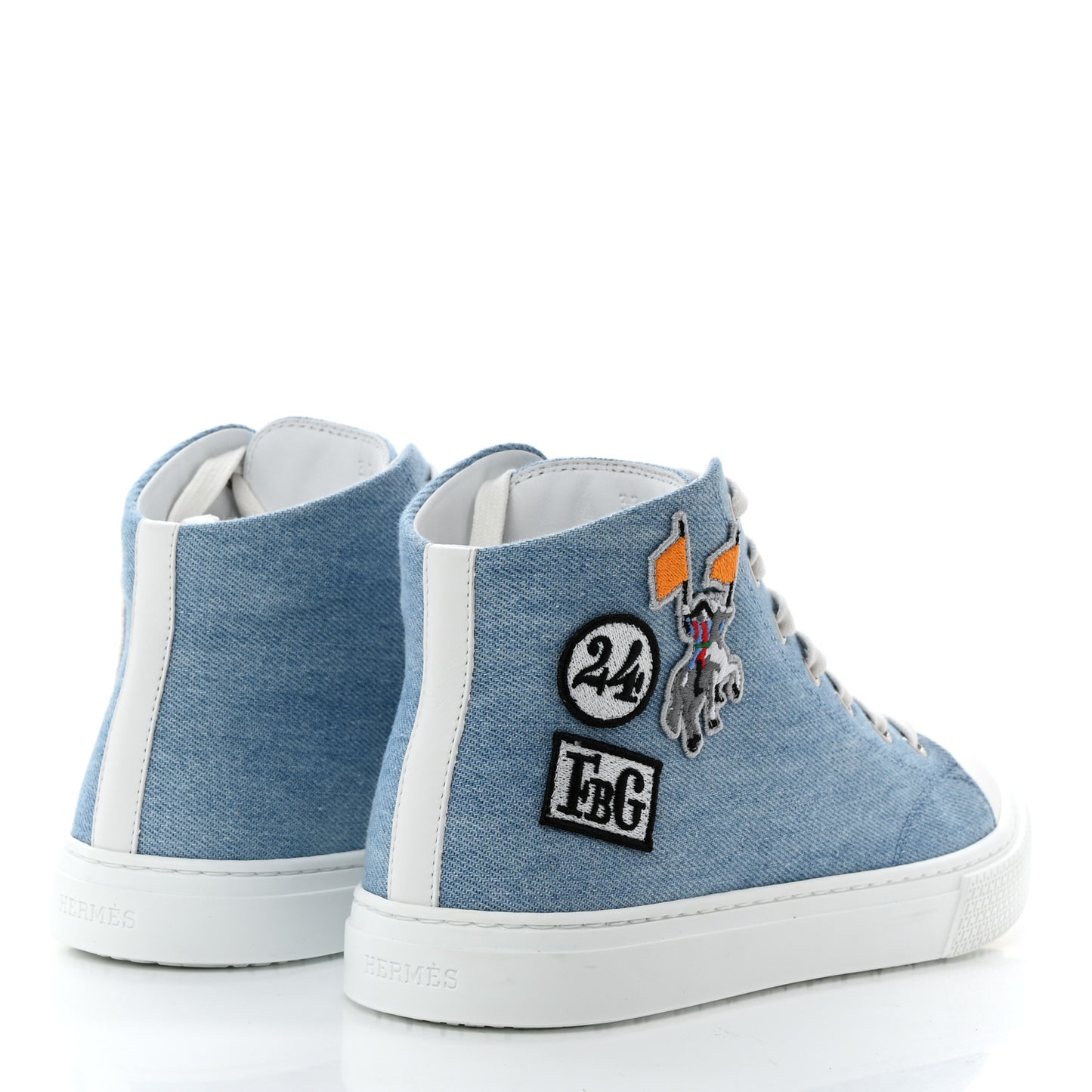 Denim Illico High Top Sneakers 37 Bleu Clair White