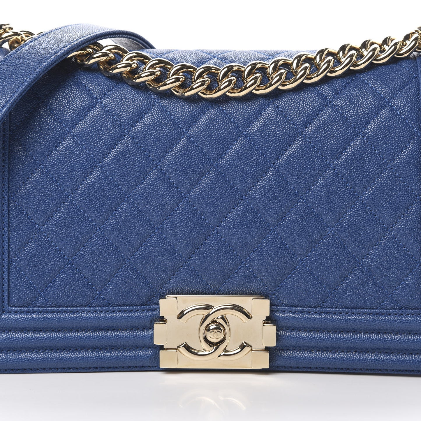 Caviar Quilted Medium Boy Flap Dark Blue