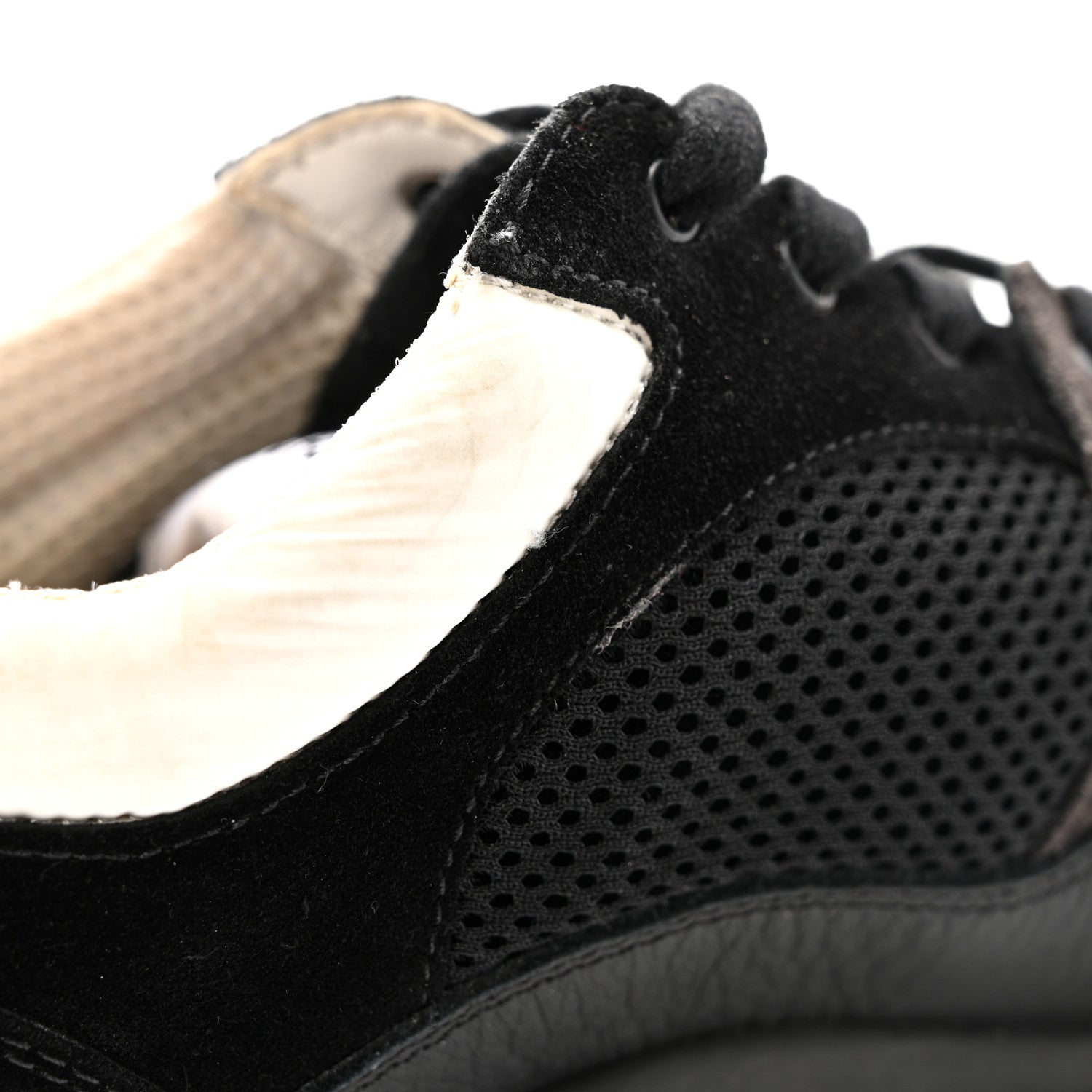 Chanel Mesh Suede Grained Calfskin Womens CC Sneakers 41 Black White 13 of 14