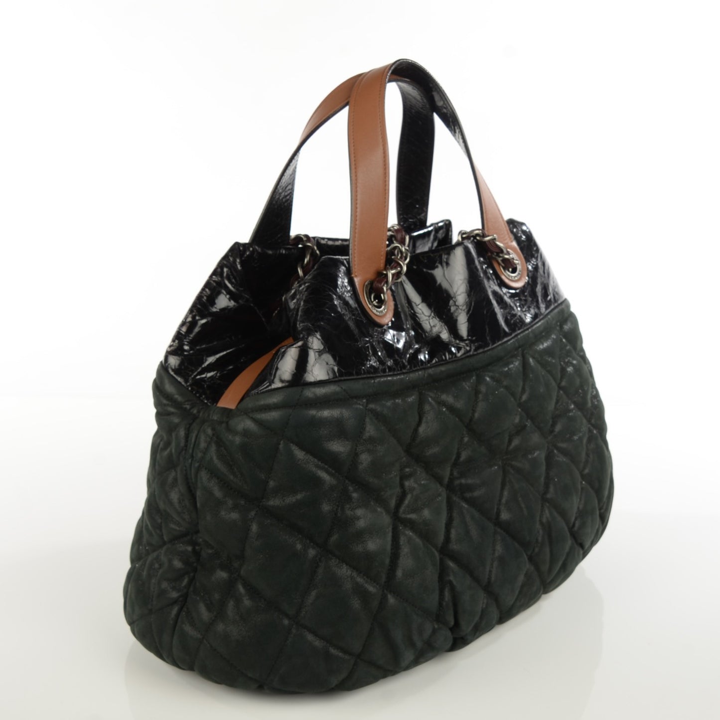 Iridescent Calfskin Large In the Mix Tote Dark Green