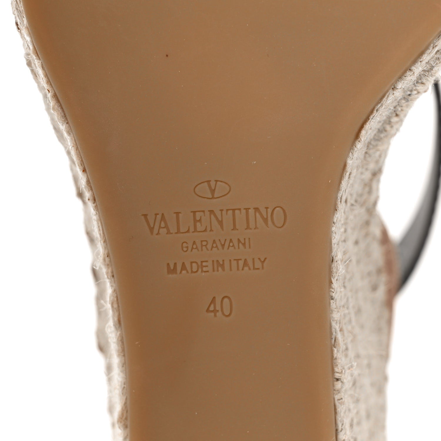 Valentino Garavani Grainy Cowhide VLogo Ankle Wrap Espadrille Wedge Sandals 40 Cuoio 6 of 7