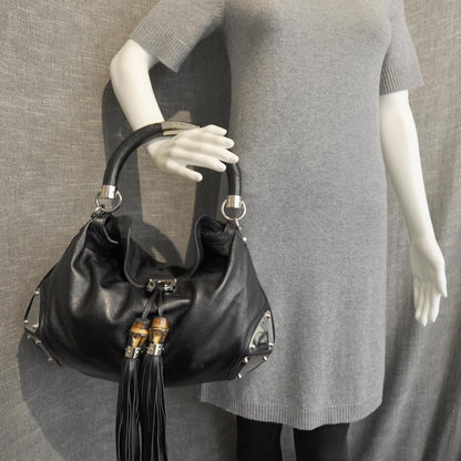 Gucci Calfskin Medium Indy Top Handle Hobo Black 3 of 9