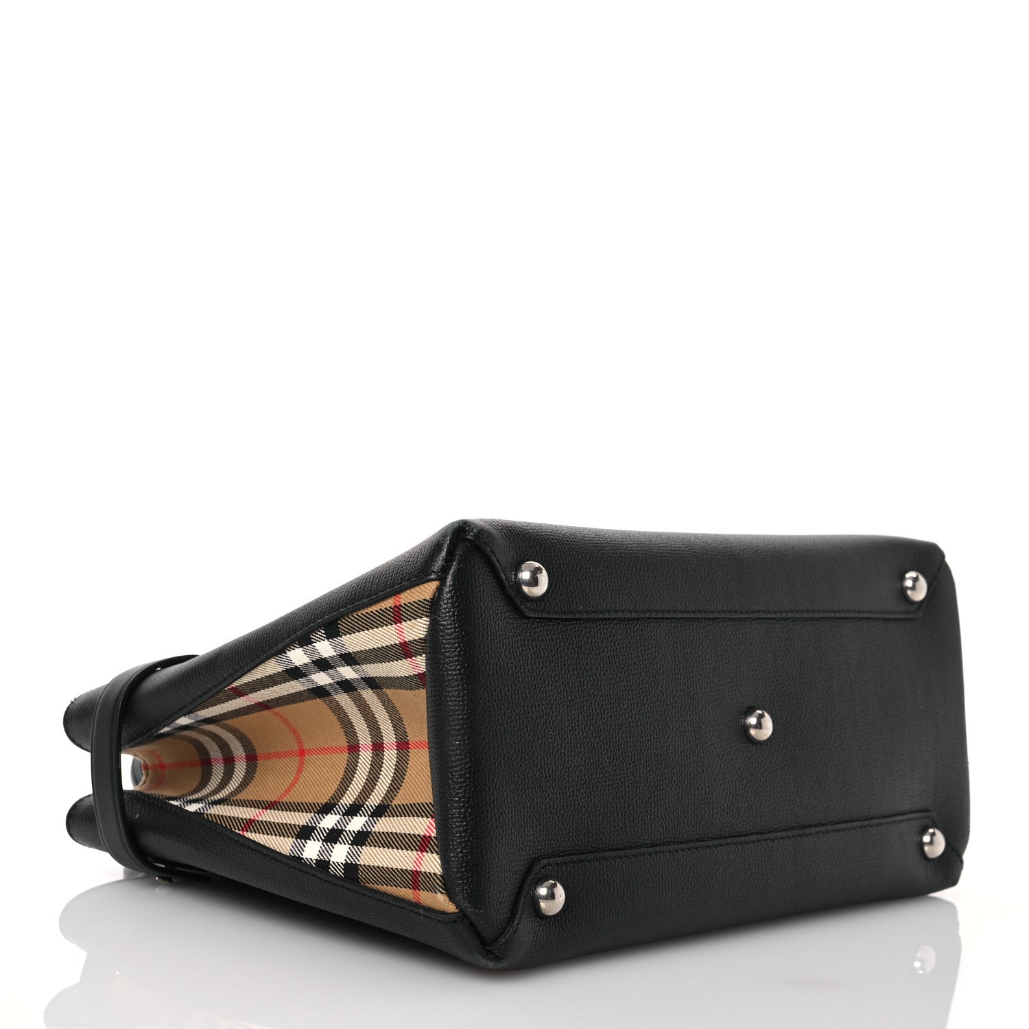 Burberry Derby Calfskin Vintage Check Medium Banner Tote Black 4 of 20