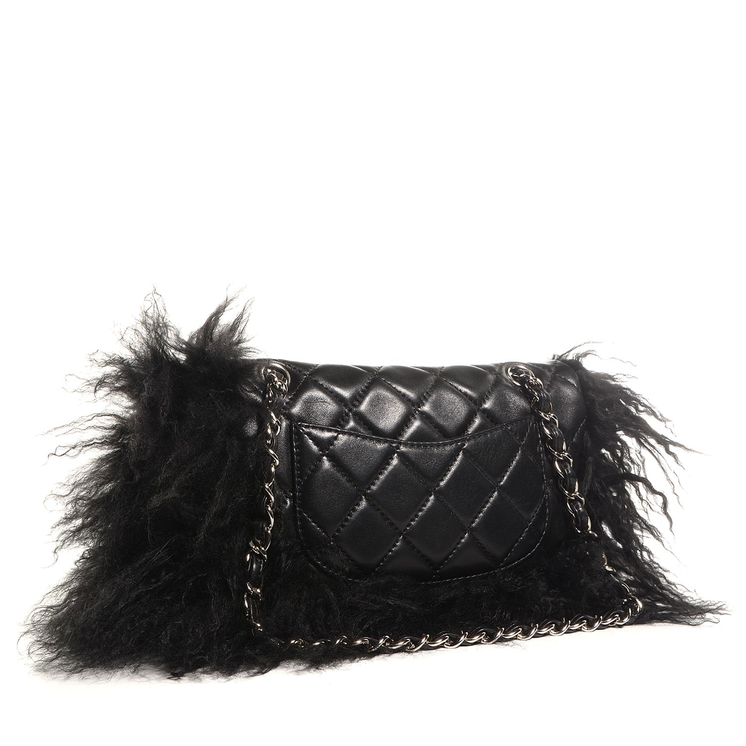 Chanel Lambskin Goat Fur Tibet Medium Flap with Mini Bag Black 3 of 8