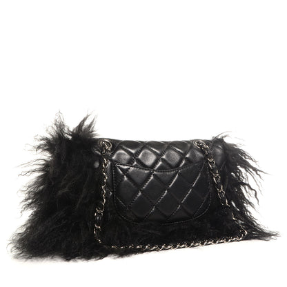 Chanel Lambskin Goat Fur Tibet Medium Flap with Mini Bag Black 3 of 8