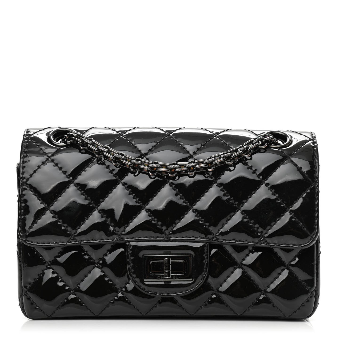 Patent Calfskin Quilted 2.55 Reissue Mini Flap So Black
