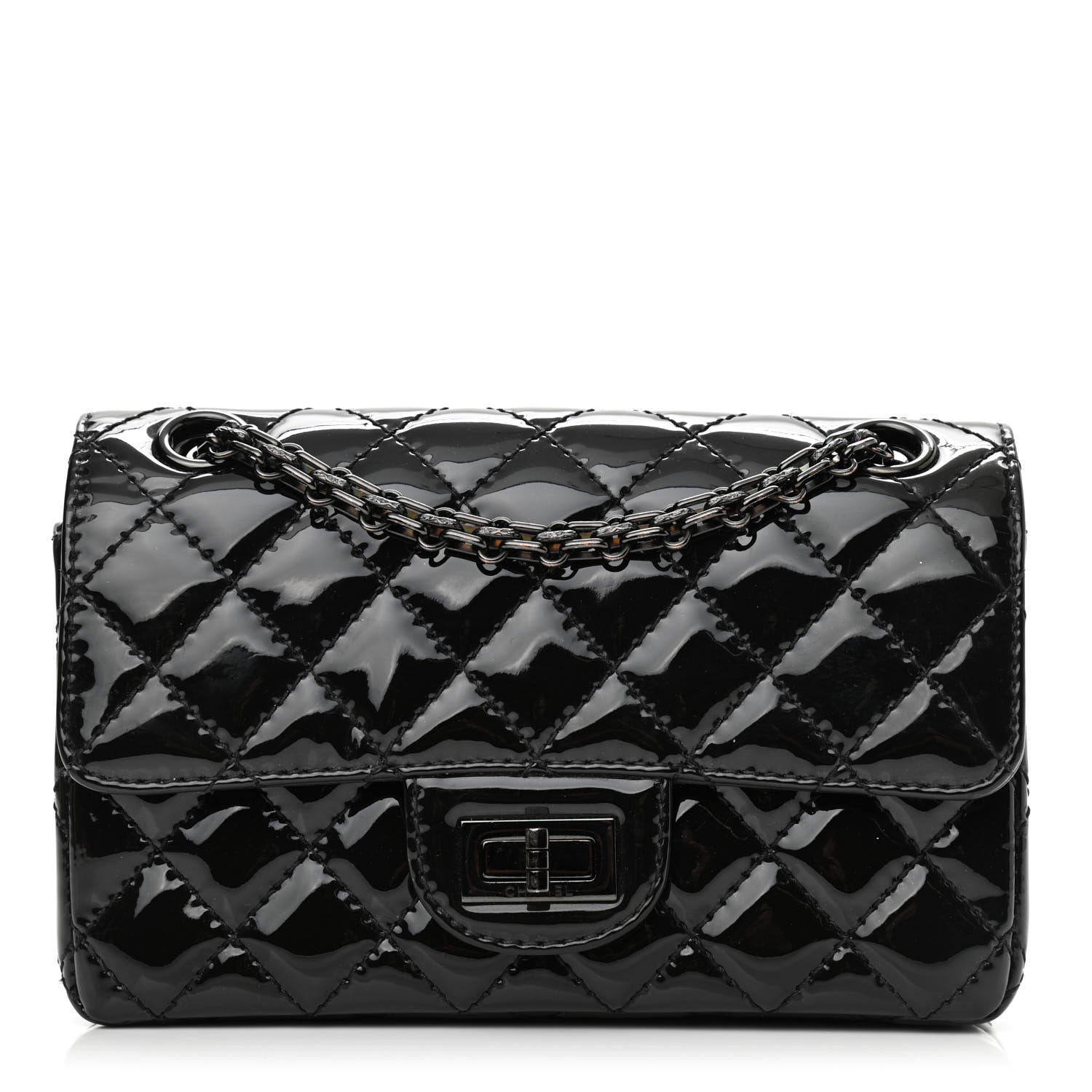 Chanel Patent Calfskin Quilted 2.55 Reissue Mini Flap So Black 1 of 12