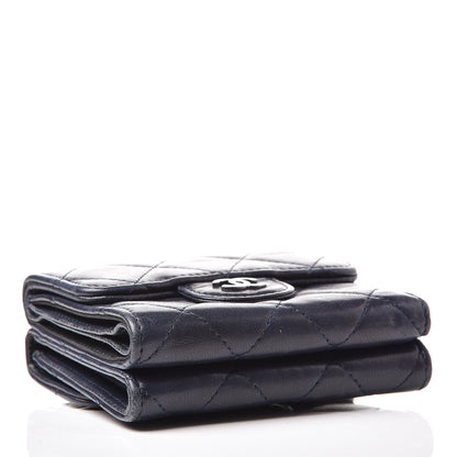 Chanel Lambskin Quilted Compact French Flap Wallet Navy 4 of 12