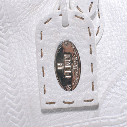 Fendi Calfskin Romano Selleria Borghese Tote White 4 of 9