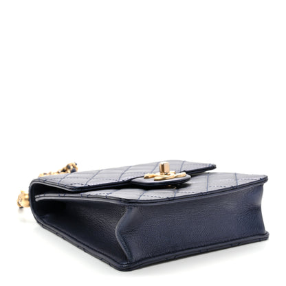 Chanel Iridescent Lambskin Quilted Chic Pearls Flap Navy Blue 4 of 11