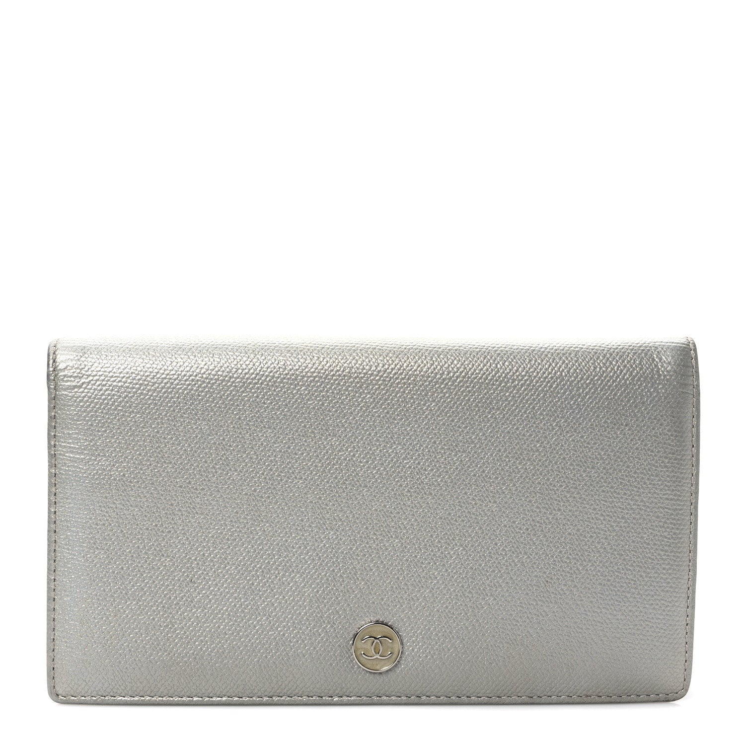 Chanel Grained Calfskin CC Button Yen Wallet Silver 1 of 7