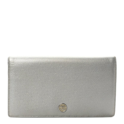 Chanel Grained Calfskin CC Button Yen Wallet Silver 1 of 7