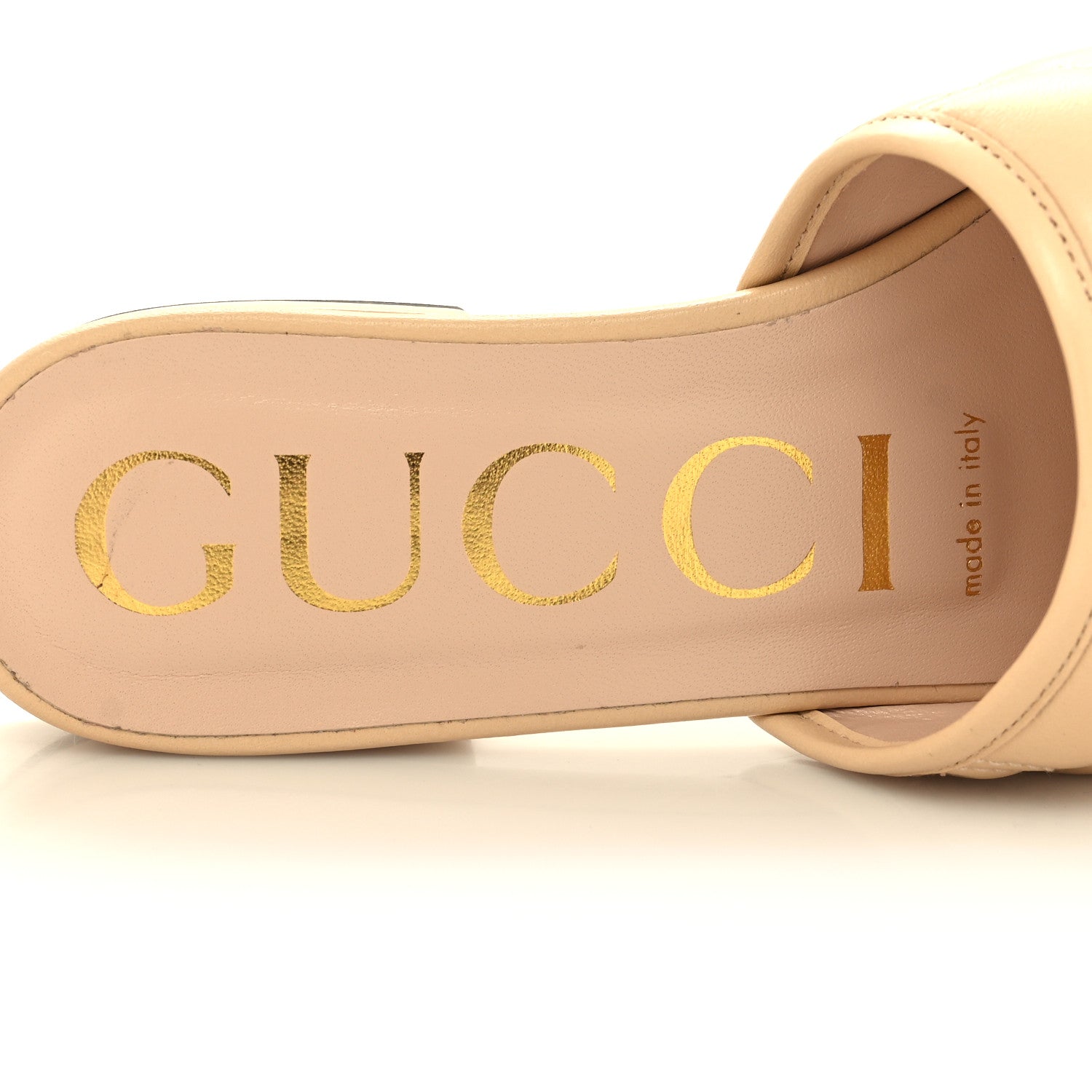 Gucci Nappa GG Matelasse GG Marmont Flat Slide Sandals 35.5 Naturale 8 of 9